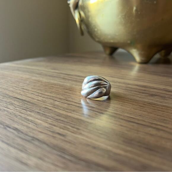 Vintage 80s Large Statement Chunky Wave Ring 925 Sterling Silver - Picture 6 of 11